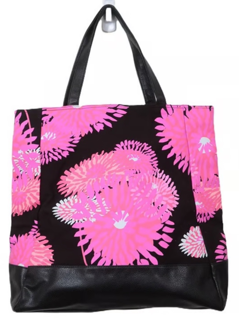 Large Avon Pink Floral Tote with Black Accents